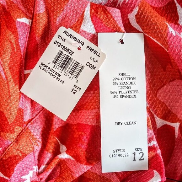 Adrianna Papell Petite Orange Pink Floral Cotton Sleeveless Dress NWT - Picture 6 of 6
